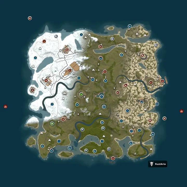 Map of RustAria#5 [Мирный / PVE / X2]